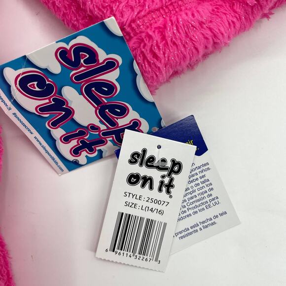 New SLEEP ON IT Sloth Hot Pink Fuzzy Hooded Robe Youth Large (14/16) - Picture 4 of 4